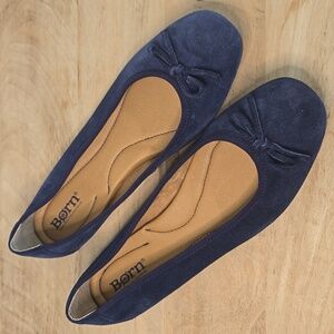 BORN Brin Navy Suede Ballet Flats Sz 8